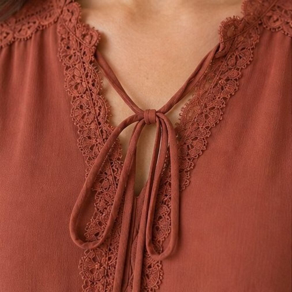 Rust Lace Trim Top - Picture 4 of 6